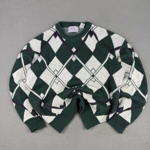 Vintage 90s Celebrity Club Sweater Mens Medium Acrylic Diamond Golf Sweater